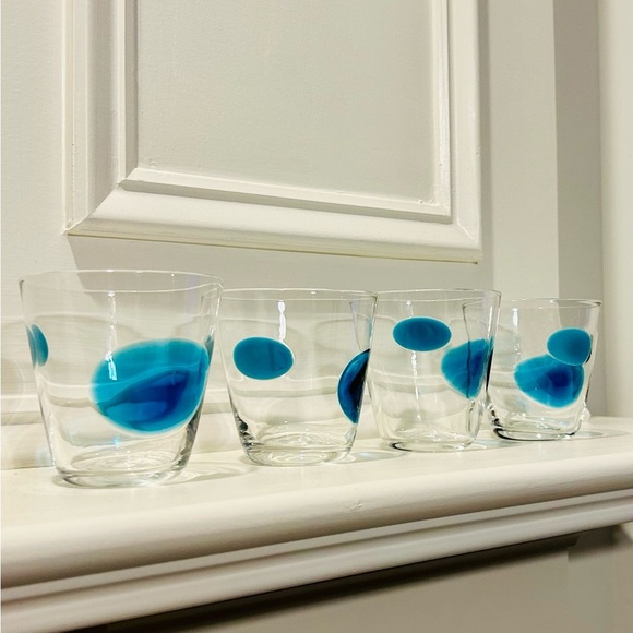 Gunnar Sahlin blue dot glass set of 4. - Picture 4 of 4
